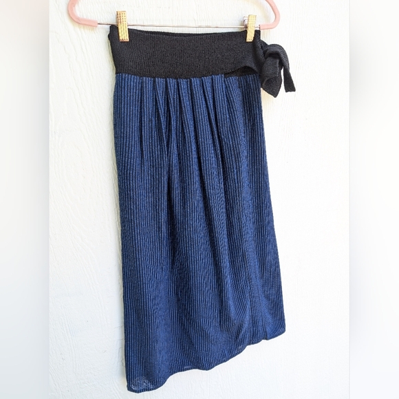 Vintage Maria Rodriguez Chicago Blue Black Wrap Skirt Pockets Women's Size Small - Picture 2 of 9